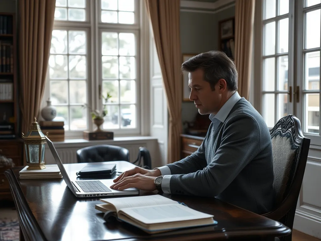 Annotated manuscript pages on desk