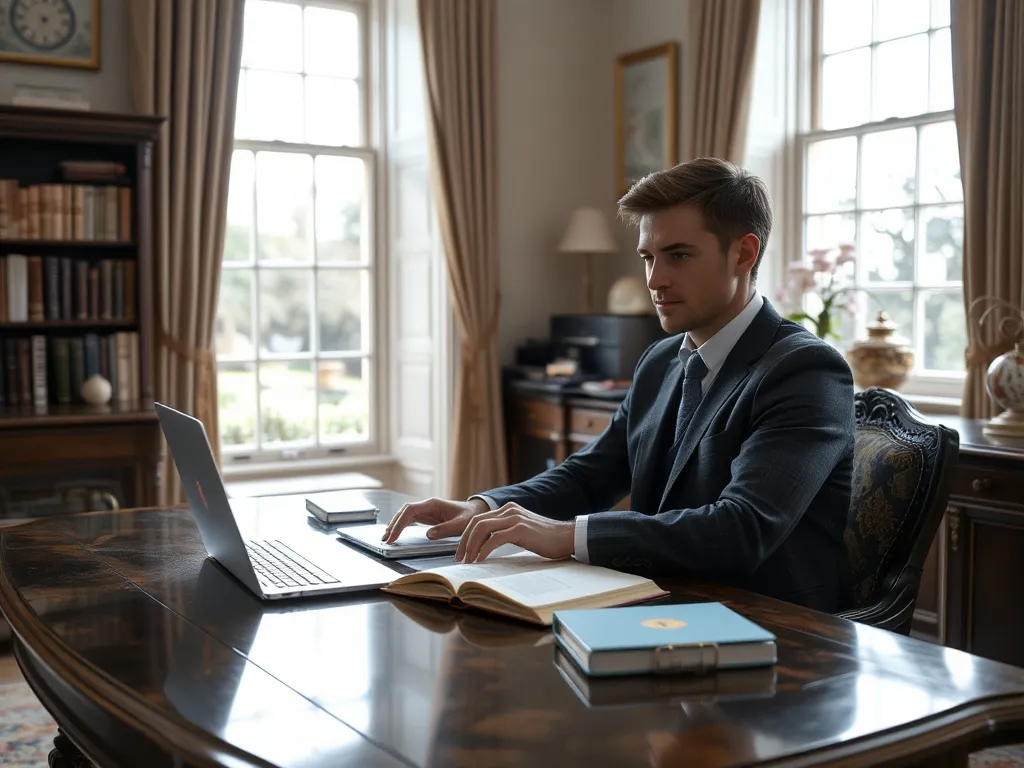 Editor at work on manuscript